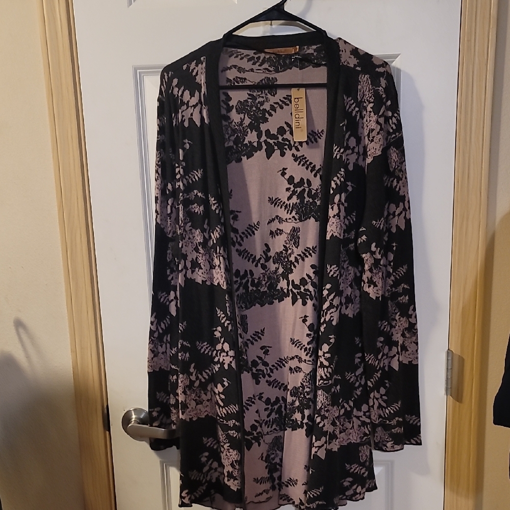 Belldini Black and Pink Floral Sweater